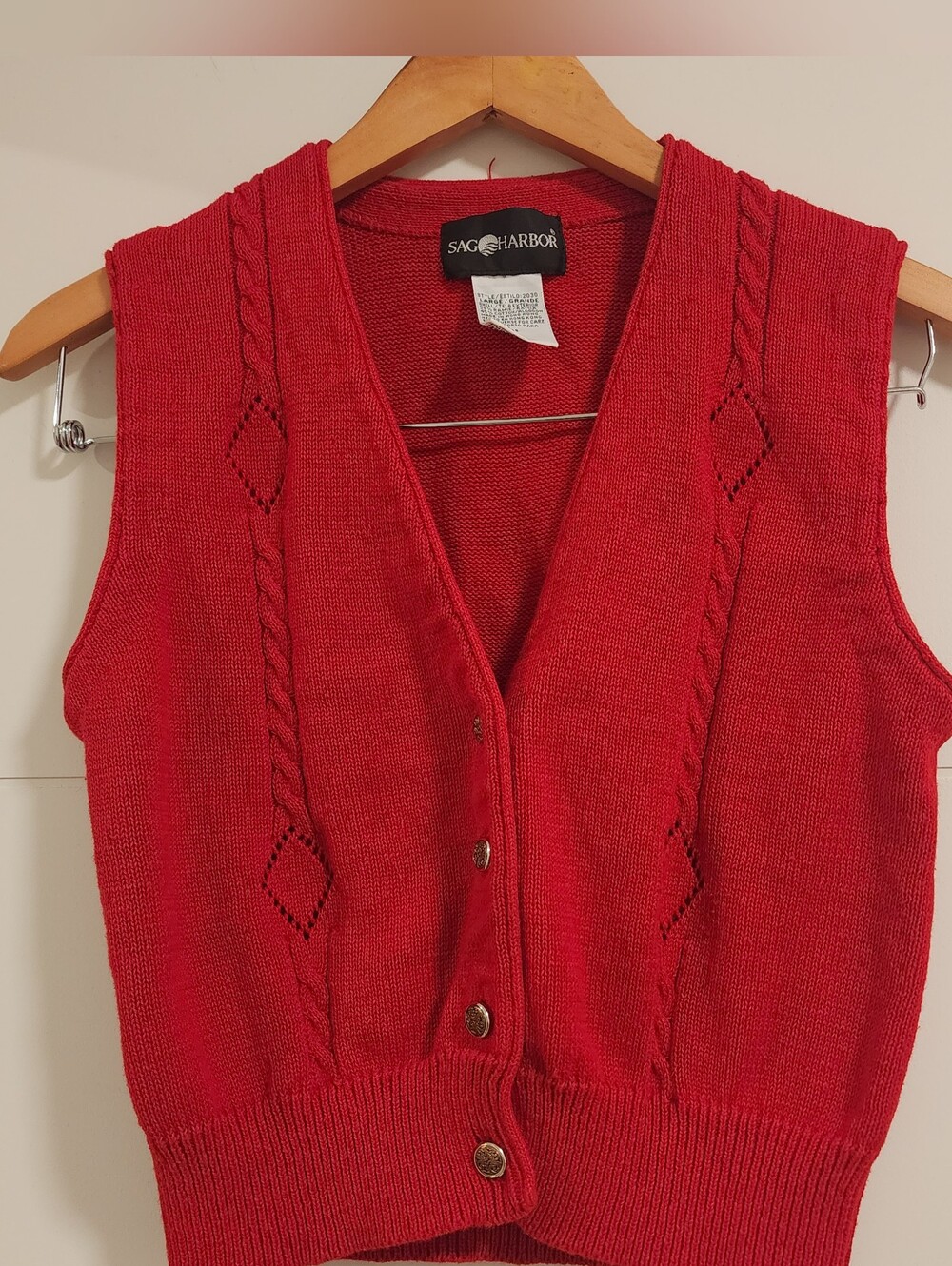 Vintage Sag Harbor Button-Front Knit Sweater Vest